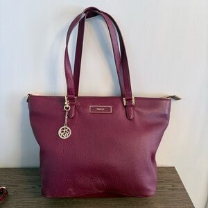 DKNY Bordeaux Leather Tote Bag